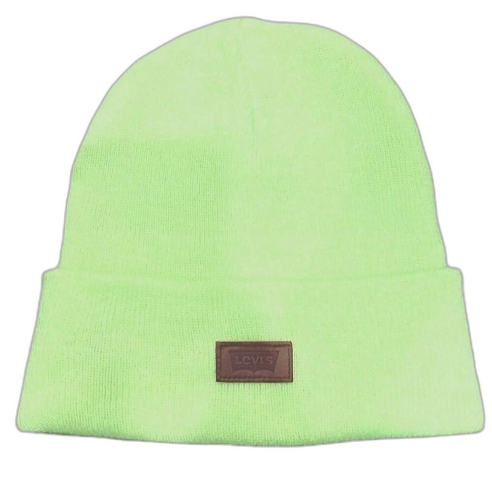 Levi's Logo Beanie Superior Warmth Slouchy All Seasons Neon Yellow Green EUC